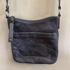 Frye Grey Leather Cross Body Melissa Purse with Adjustable Strap
